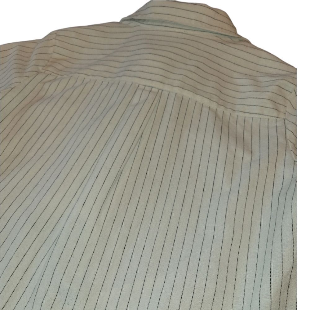 NWOT KITTENISH Short Sleeve Striped Cotton Hemp Tie Front Button Down Up Top L - Picture 7 of 14